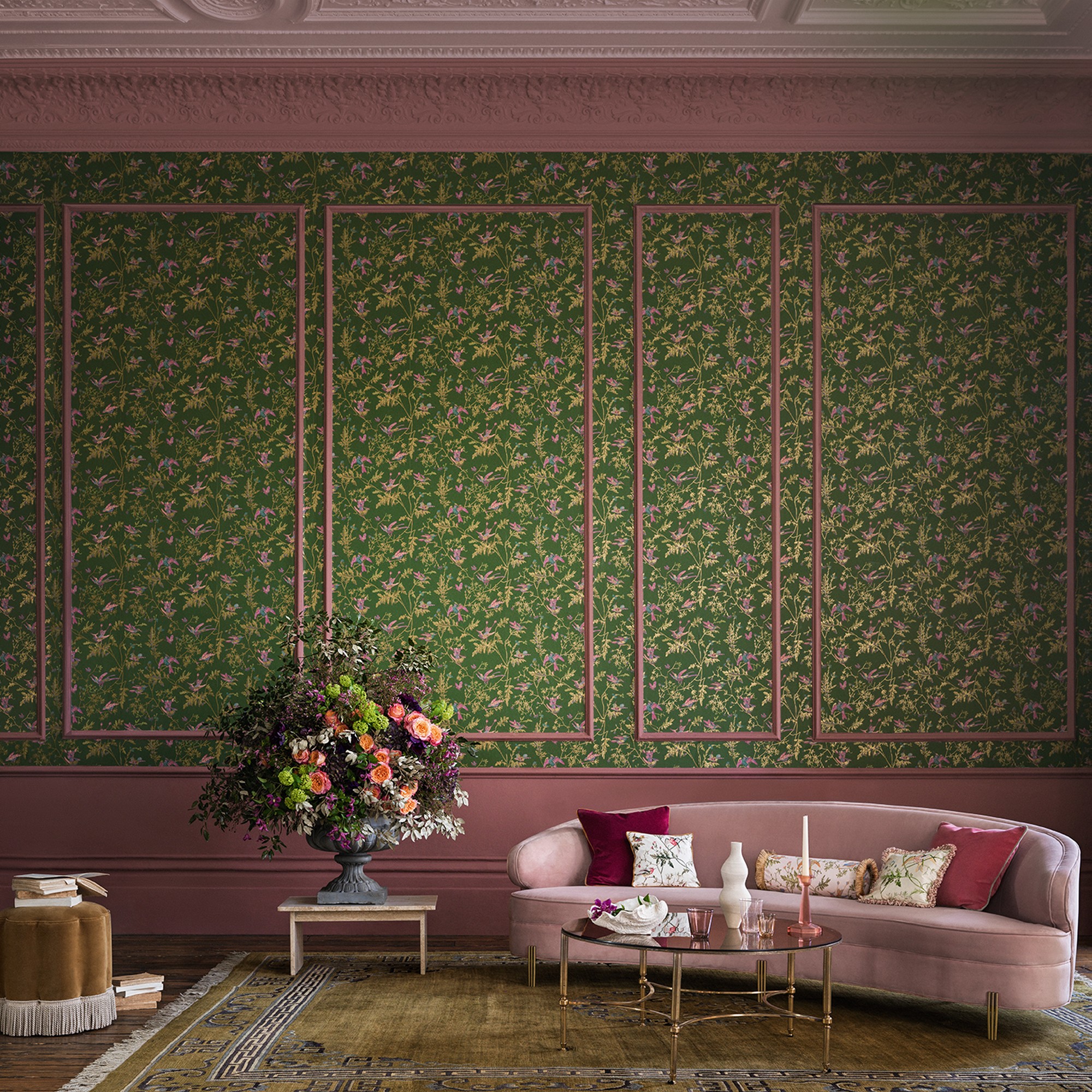 Hummingbirds Wallpaper 124 1005 By Cole Son In Fuchsia Racing Green